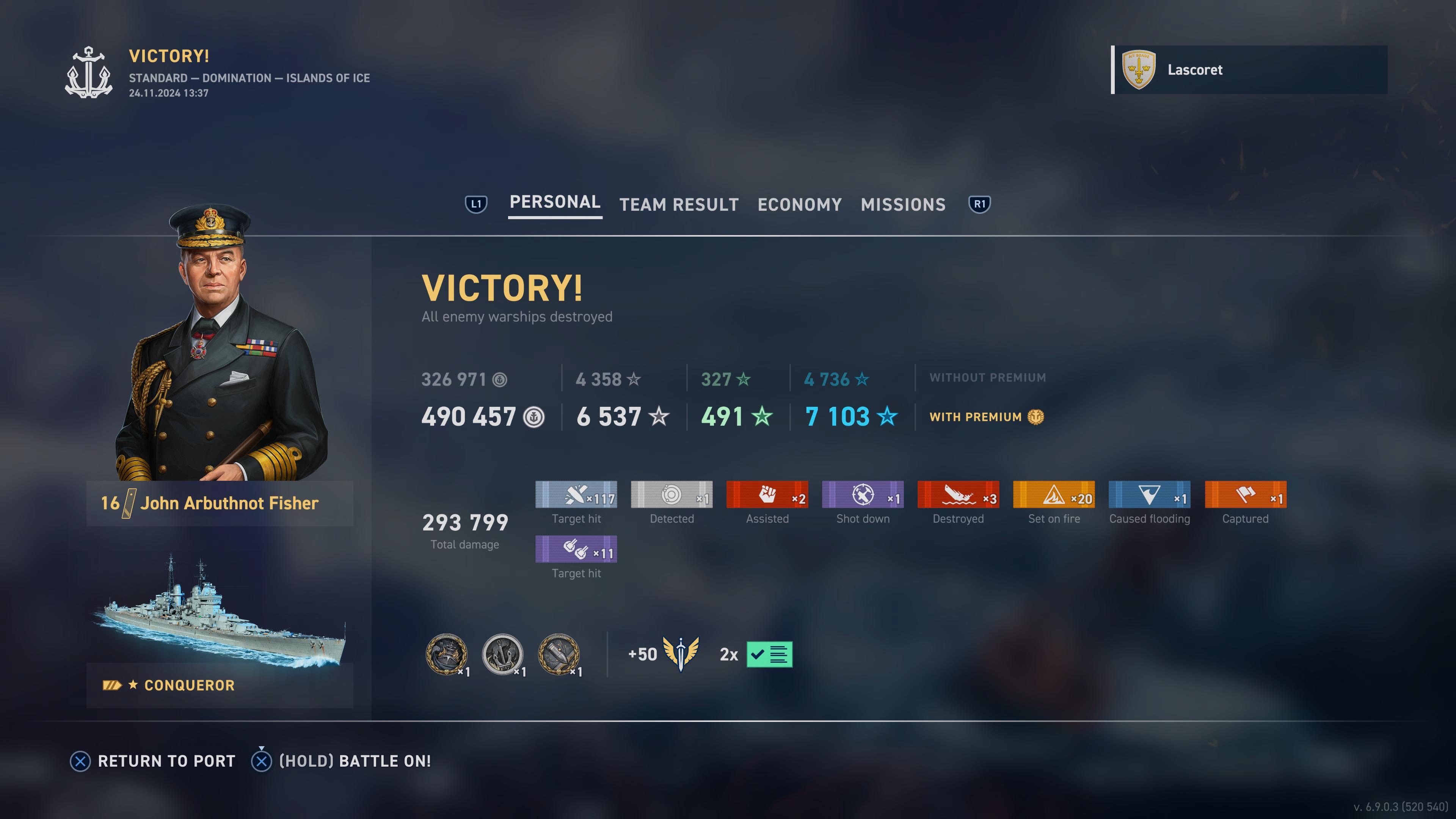 ☆ Conqueror - WoWS: Legends | Stats + Builds | Tier